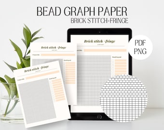 Bead Project Graph Paper Template, Brick Stitch with Fringe (PDF PNG)