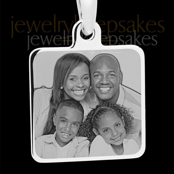 Photo Engraved Square Necklace