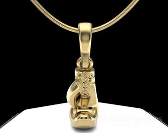 Gold Boxing Glove Keepsake Permanently Sealed Cremation Necklace