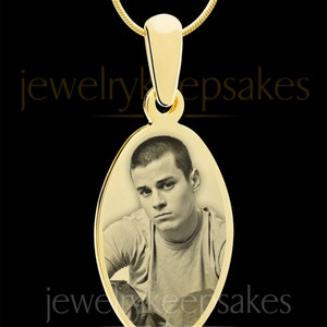Photo Engraved Gold Plated Oval Necklace