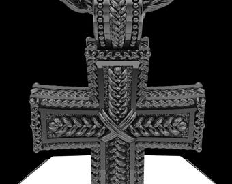 Black-Plated Inset Cross Permanently Sealed Cremation Necklace