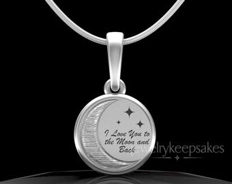 Silver Cremation Ashes In Jewelry, Custom Moon & Back Ashes In Jewelry Silver, Waterproof Ashes Jewelry, Silver Waterproof Moon Necklace