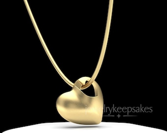 Gold Cremation Ashes In Jewelry, Custom Natural Heart Ashes In Jewelry Gold, Waterproof Ashes Jewelry, Gold Waterproof Heart Necklace