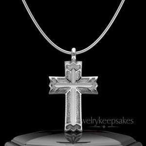 14K White Gold Cremation Ashes In Jewelry, Custom Elysian Cross Ashes In Jewelry Gold, Gold Ashes Jewelry, 14K Waterproof Cross Necklace