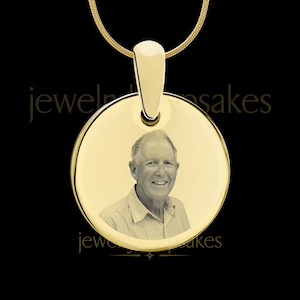 Photo Engraved Round Gold Plated Over Stainless Pendant