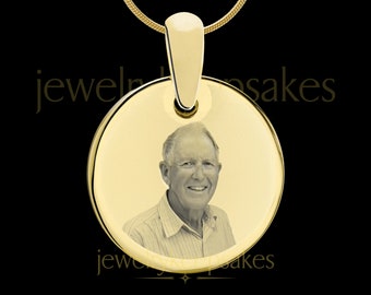 Photo Engraved Round Gold Plated Over Stainless Pendant