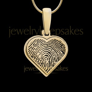 Fingerprint Necklace Gold, Heart Fingerprint Engraved Jewelry, Gold Fingerprint Necklace Jewelry, Personalized Gift, Gold Heart Jewelry
