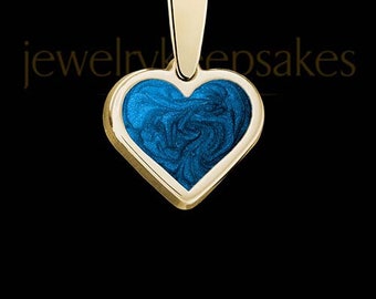 Cremation Ashes Jewelry Gold, Gold Custom Ashes In Jewelry Azure Heart, Cremation Ashes Jewelry Necklace, Ash Jewelry Blue Heart