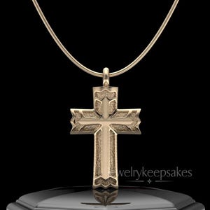 14K Gold Cremation Ashes In Jewelry, Custom Elysian Cross Ashes In Jewelry 14K, Waterproof Ashes Jewelry, 14K Waterproof Cross Necklace