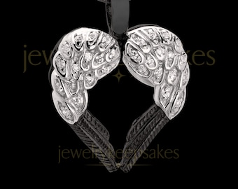 Sterling Silver Silver with Black Winged Heart Cremation Necklace