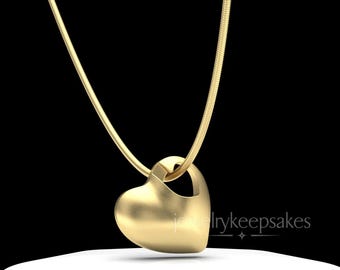 Gold-Plated Silver Open-Corner Natural Heart Permanently Sealed Cremation Necklace