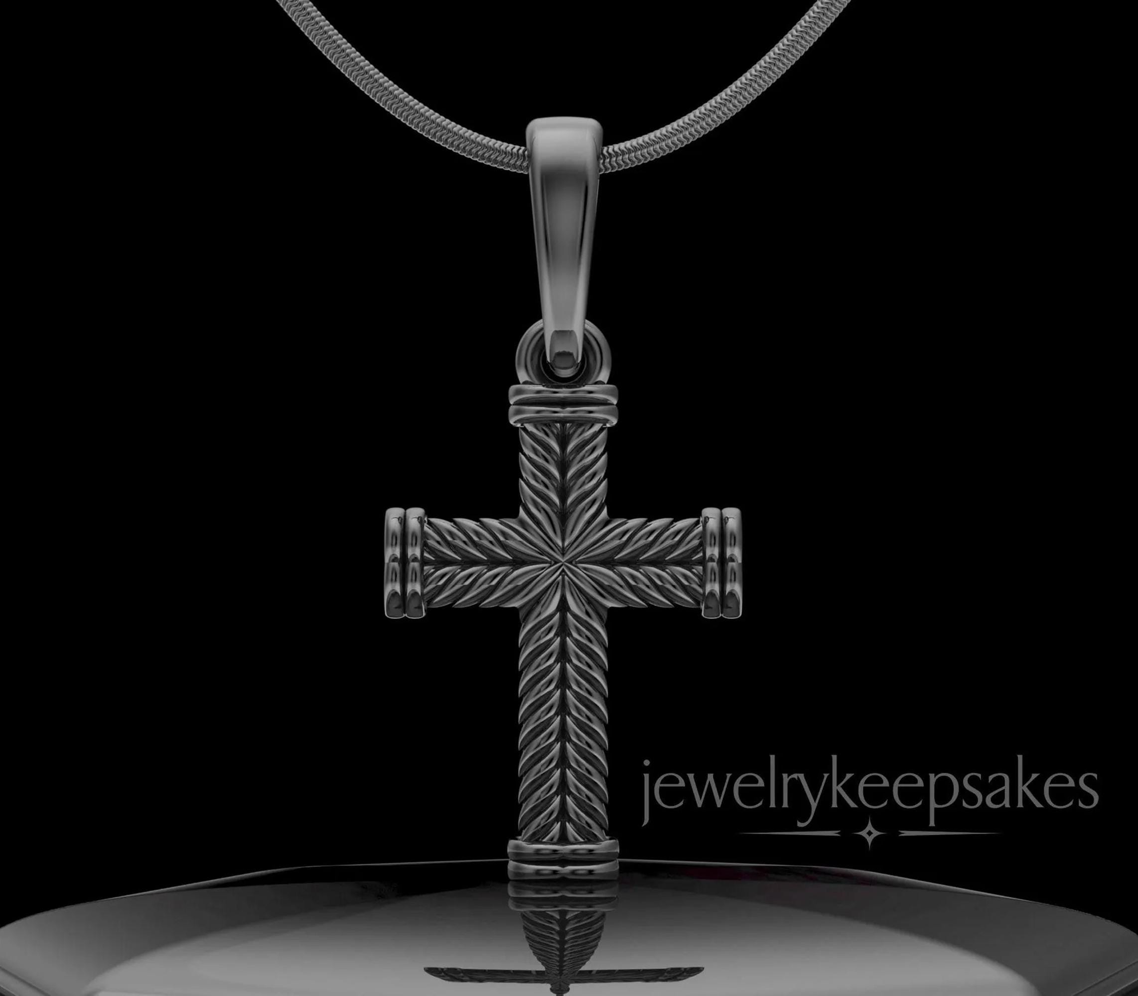 Black Cremation Ashes In Jewelry, Custom Cross Ashes In Jewelry Black Braided, Waterproof Ashes Jewelry, Black Waterproof Cross Necklace