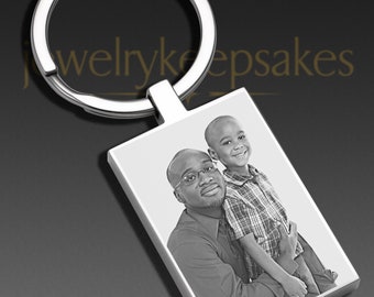 Photo Engraved Stainless Rectangle Keychain