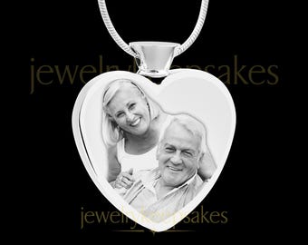 Personalized Stainless Steel Heart Photo Cremation Necklace