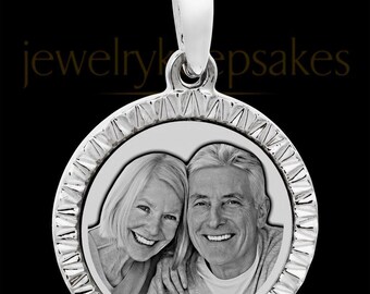 Photo Engraved Etched Circle Stainless Pendant by Jewelry Keepsakes • Personalized Photo Pendant • In Memory Jewelry • Anniversary Gift