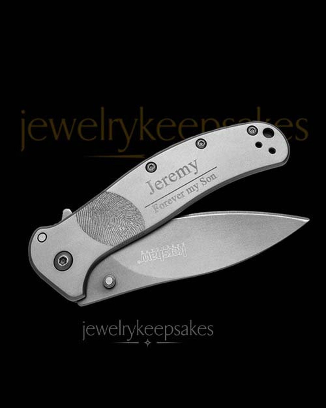Fingerprint Knife, Steel Fingerprint Engraved Knife, Steel Knife