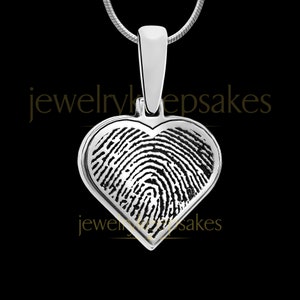 Fingerprint Necklace 14K Gold, Heart Fingerprint Engraved Jewelry, Gold Heart Fingerprint Necklace Jewelry, Personalized Gift, White Gold