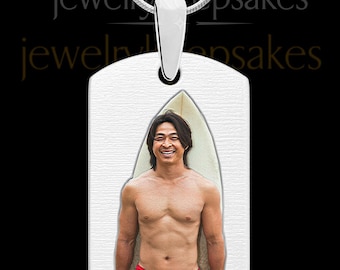 Stainless Steel Full Color Small Dog Tag Photo Necklace