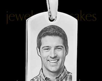 Photo Engraved Small Dog Tag Necklace