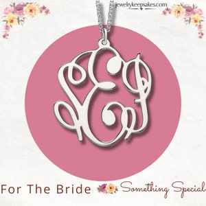 Silber Runde Monogramm Halskette Brautschmuck
