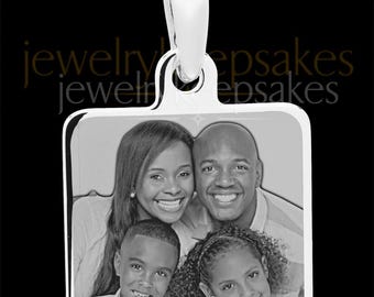 Stainless Steel Square Photo Necklace with Custom Engraving