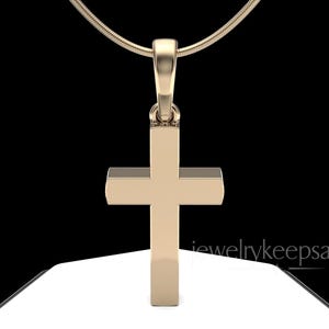 14K Gold Cremation Ashes In Jewelry, Custom Ashes In Jewelry Gold Cross, Waterproof Ashes Jewelry, Gold Waterproof Cross Necklace