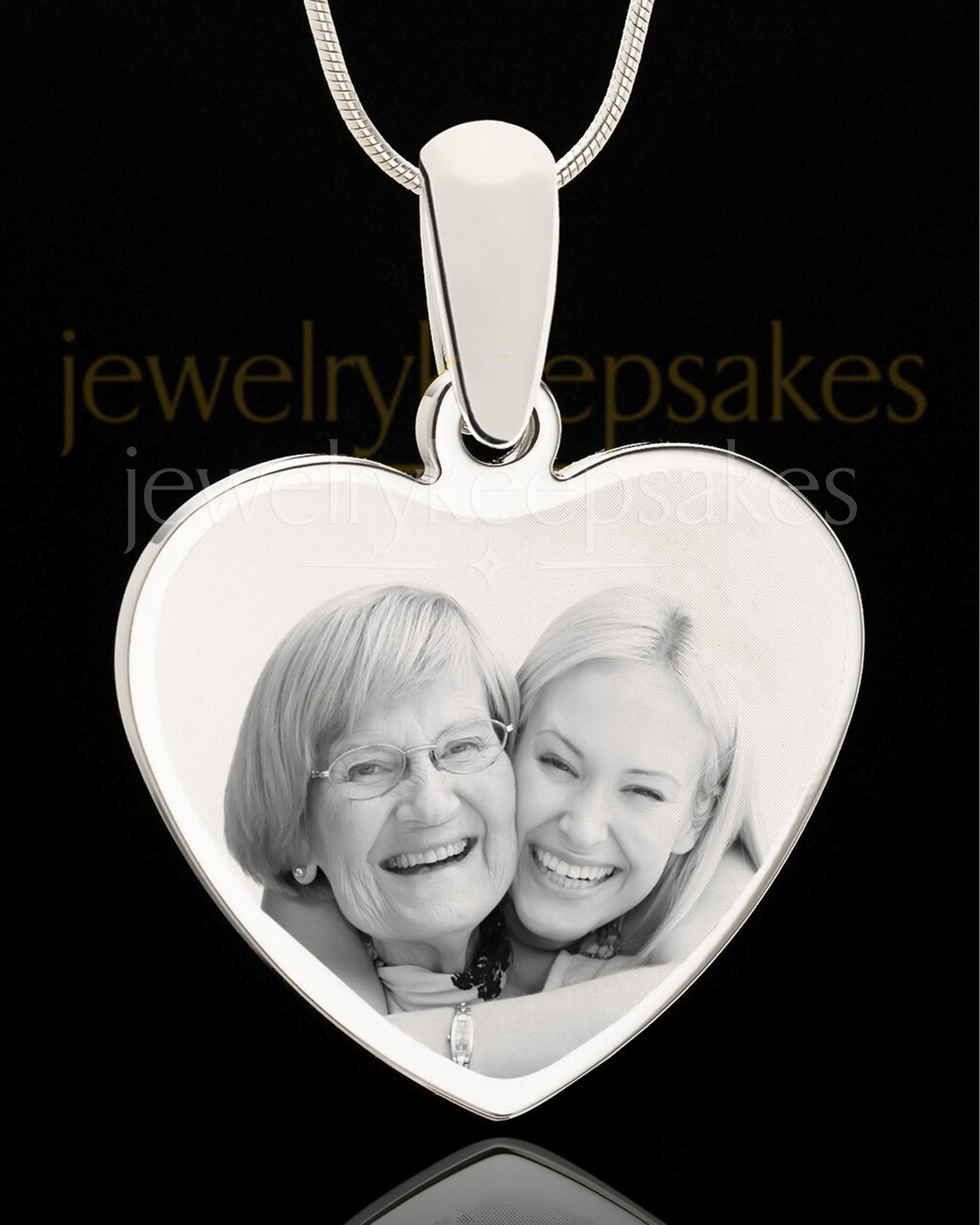 Double sided Two Photo Engraved Heart Necklace Etsy