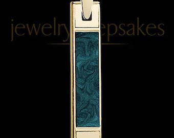 Gold Teal Tag Keepsake Permanently Sealed Cremation Necklace
