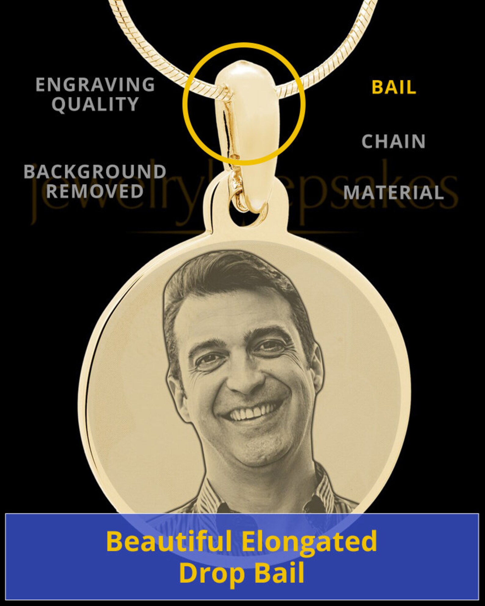 Photo Engraved Gold Plated Large Round Necklace Etsy