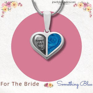 Silber Brautschmuck Split Foto Herz - Geschenke für die Brautjungfer - Hochzeitsschmuck - Etwas Blaues Hochzeit - Personalisierte Brautjungfern Geschenke