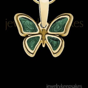 Cremation Ashes Jewelry Gold, Gold Custom Ashes In Jewelry Olive Butterfly, Cremation Ashes Jewelry Necklace, Ash Jewelry Green Butterfly