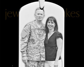 Two-photo Photo Engraved Dog Tag Necklace