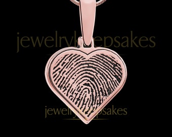 Fingerprint Necklace Rose Gold, Heart Fingerprint Engraved Jewelry, Rose Gold Fingerprint Necklace Jewelry, Personalized Gift, Heart Jewelry