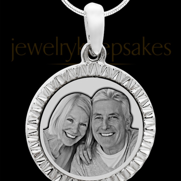 Photo Engraved Etched Circle Stainless Pendant