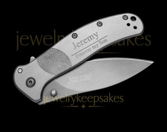 Fingerprint Knife, Steel Fingerprint Engraved Knife, Steel Knife Fingerprint Gift, Personalized Gift, Kershaw Knife Fingerprint