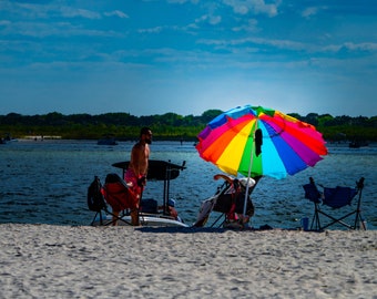 Colorful Umbrella on the Beach Photo Print