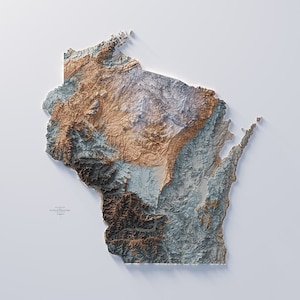 Wisconsin   - Hypsometric tint 3