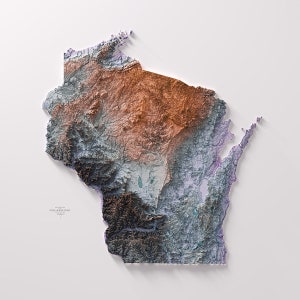 Wisconsin   - Hypsometric tint 9