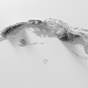 Cuba - Hypsometric Monochromatic