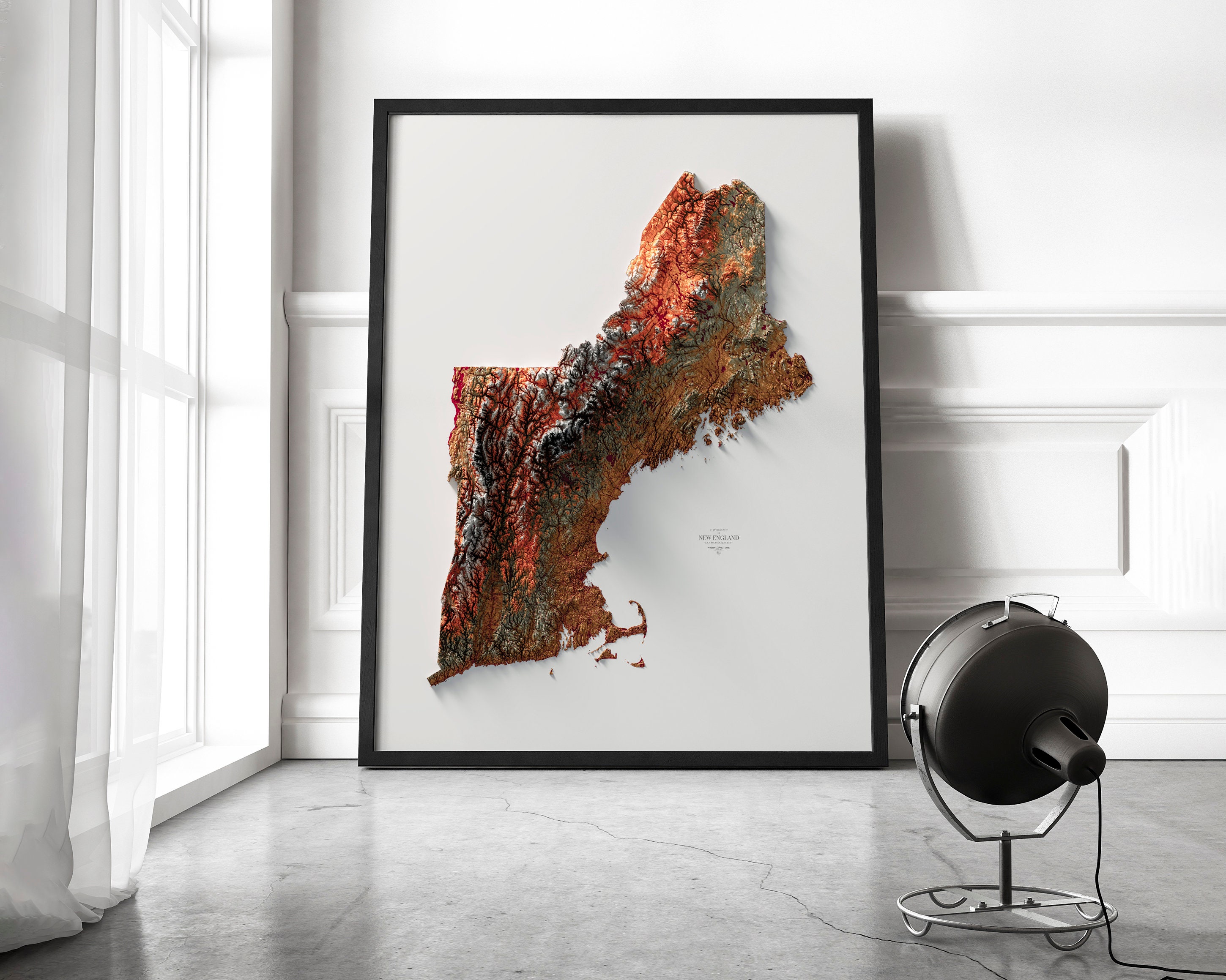 New England - Hypsometric Tint 1 - Etsy