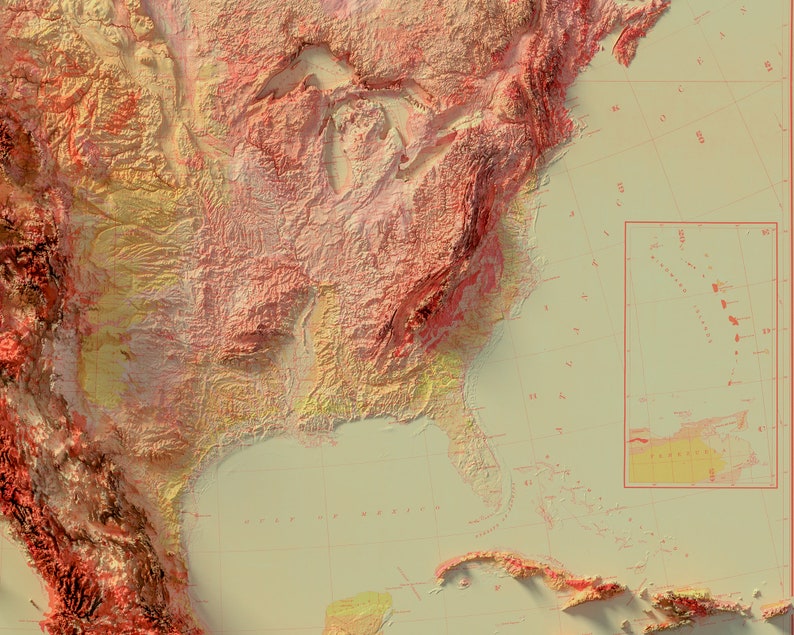 North America Geological Map Vintage Etsy