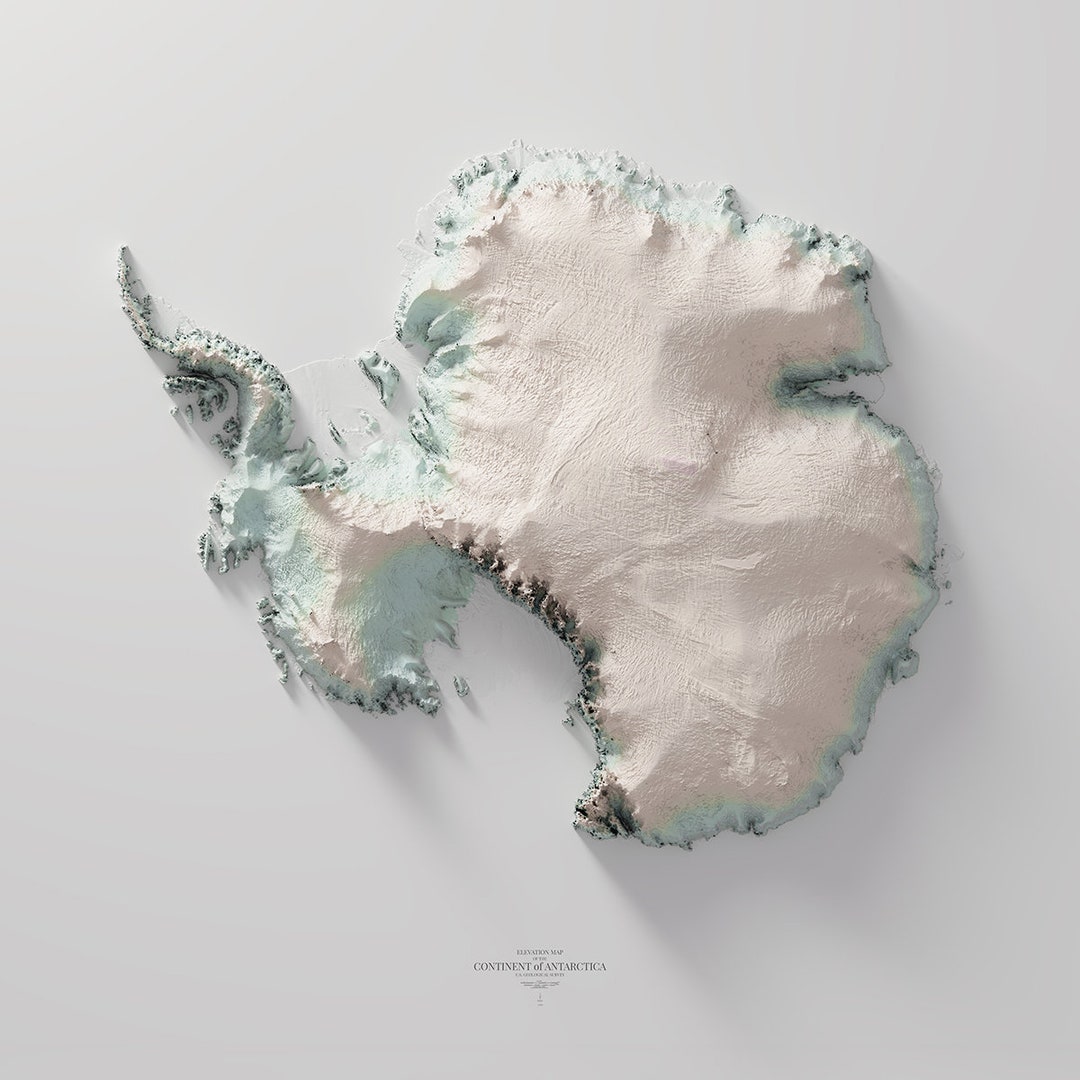 Antarctica - Hypsometric Tint 3 - Etsy