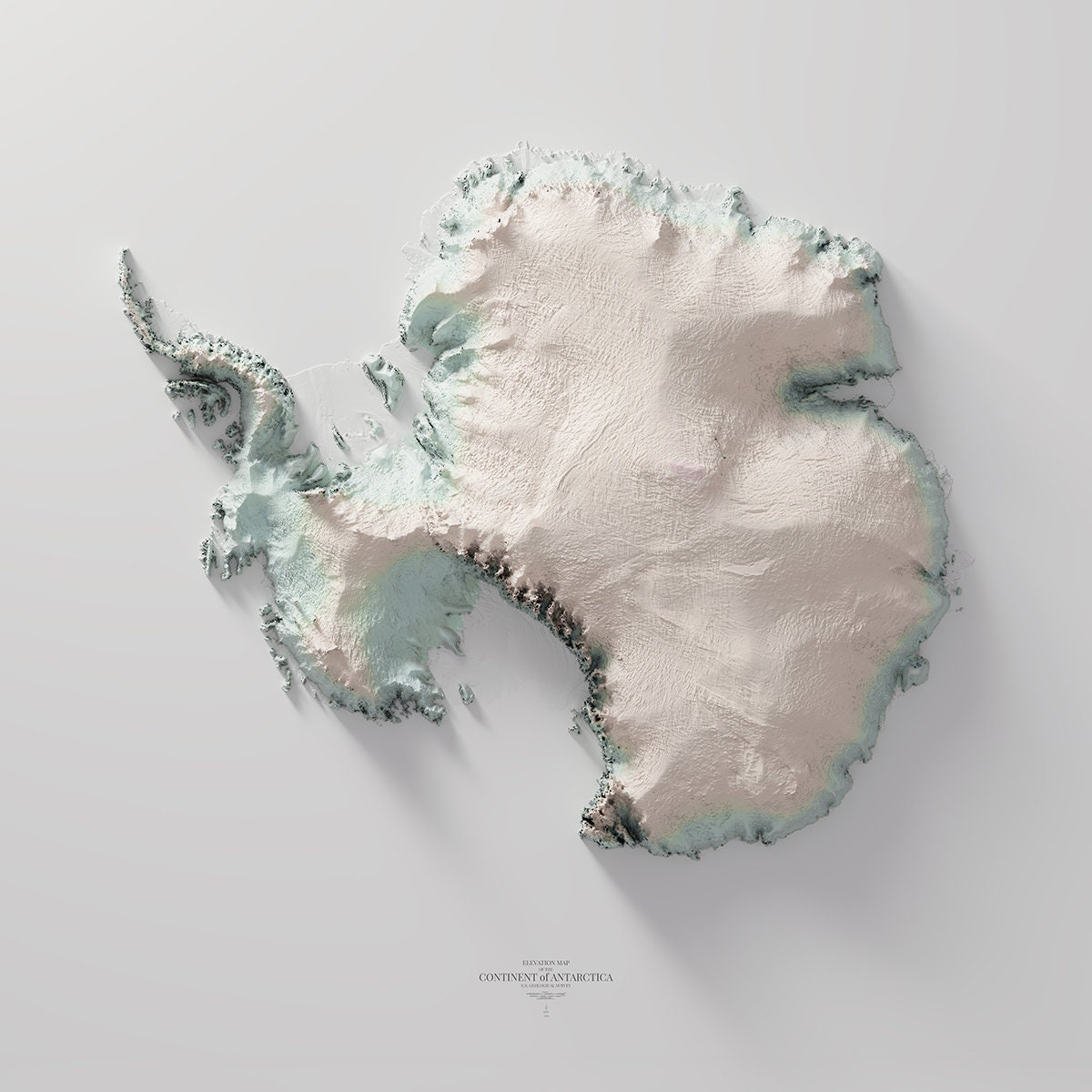 Antarctica - Hypsometric Tint 3 - Etsy