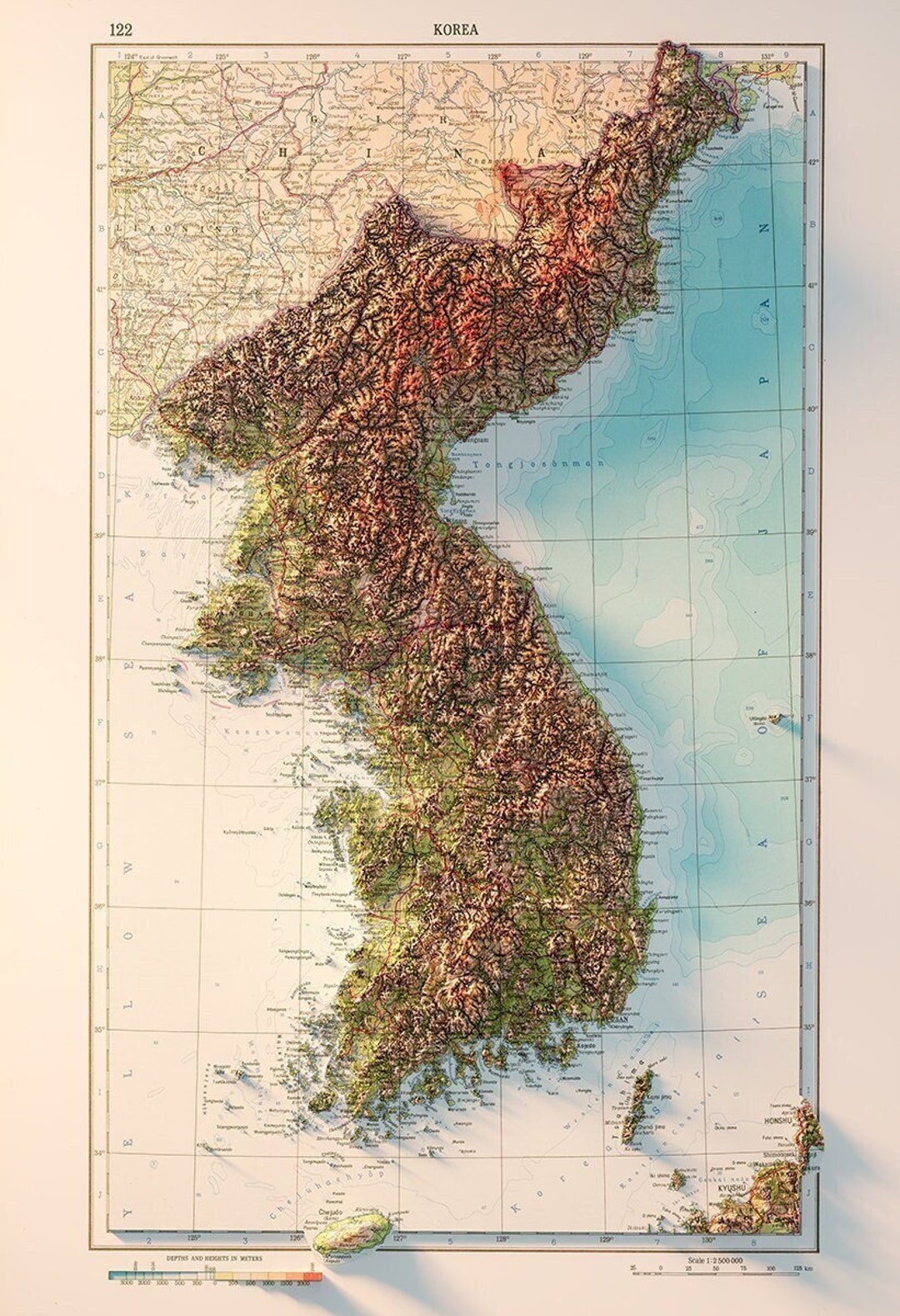 Korea Topography Etsy