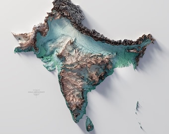 Indian Subcontinent - Hypsometric tint 5