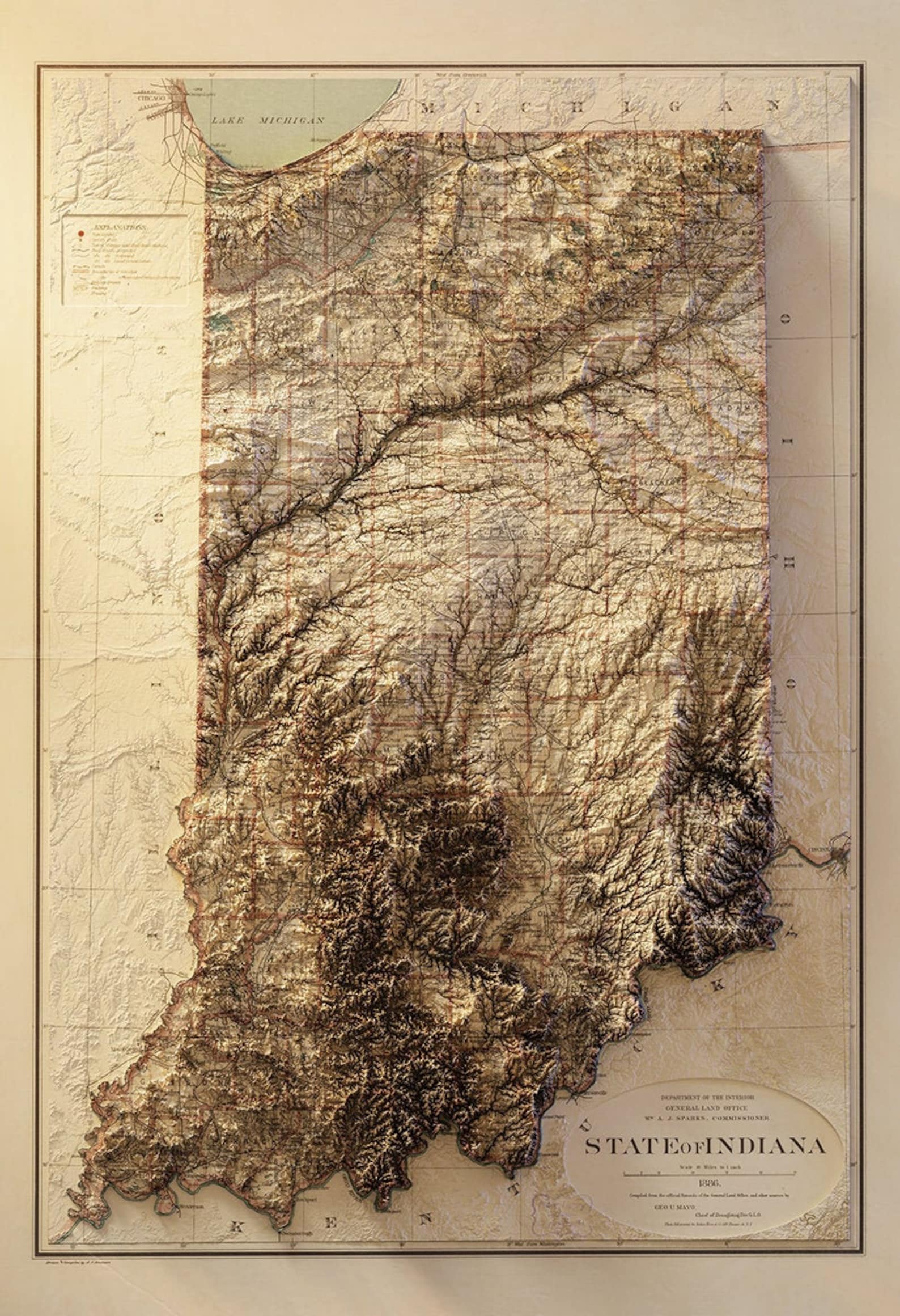 Indiana Topography Etsy