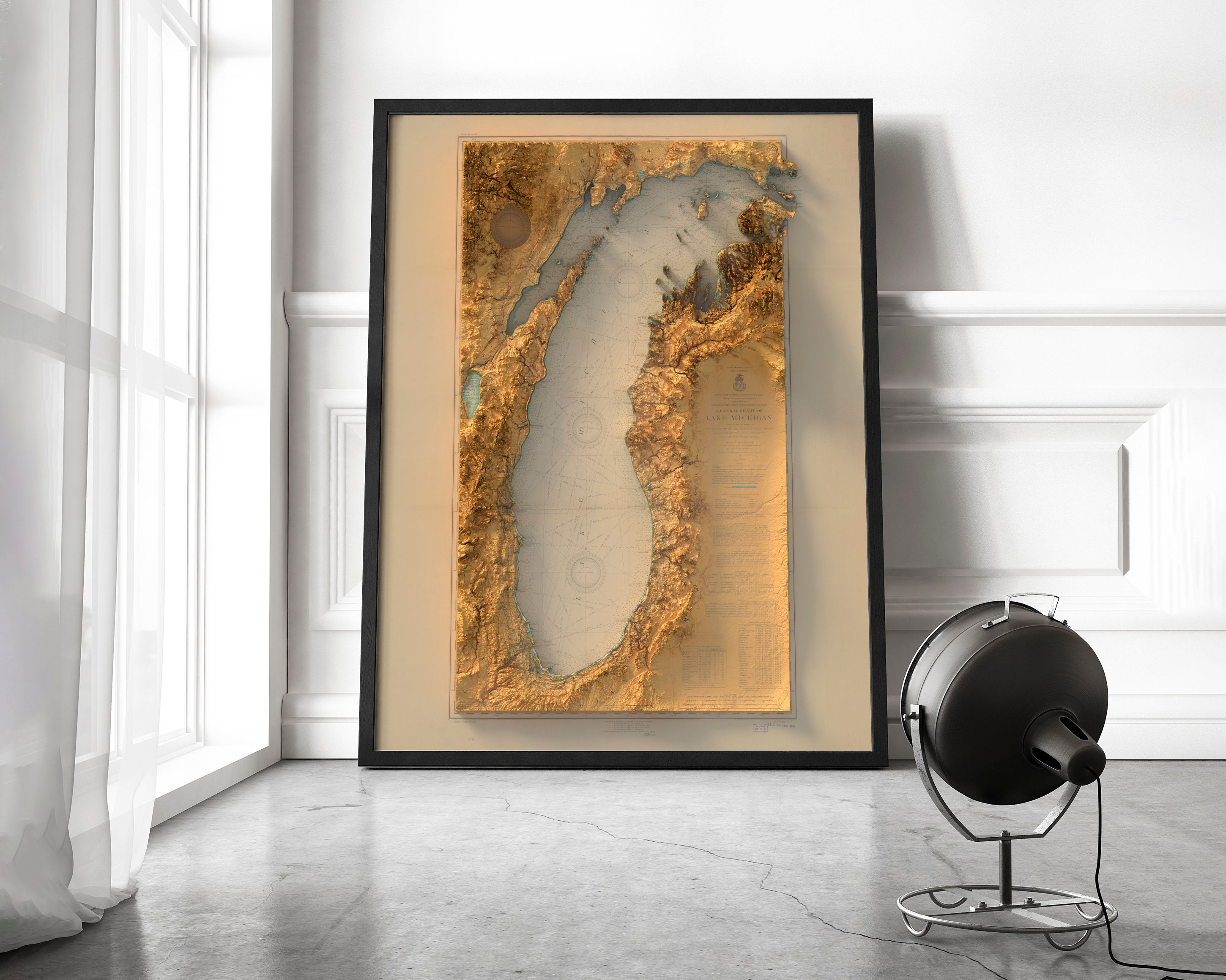 Lake Michigan Nautical Chart Etsy