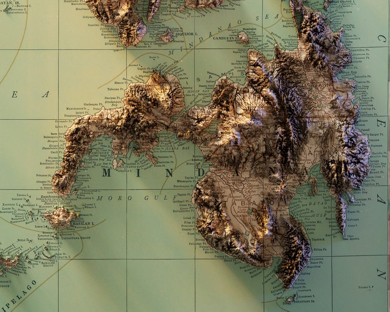 Philippines Topography 2 Etsy