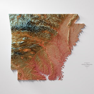 Arkansas   - Hypsometric tint 3