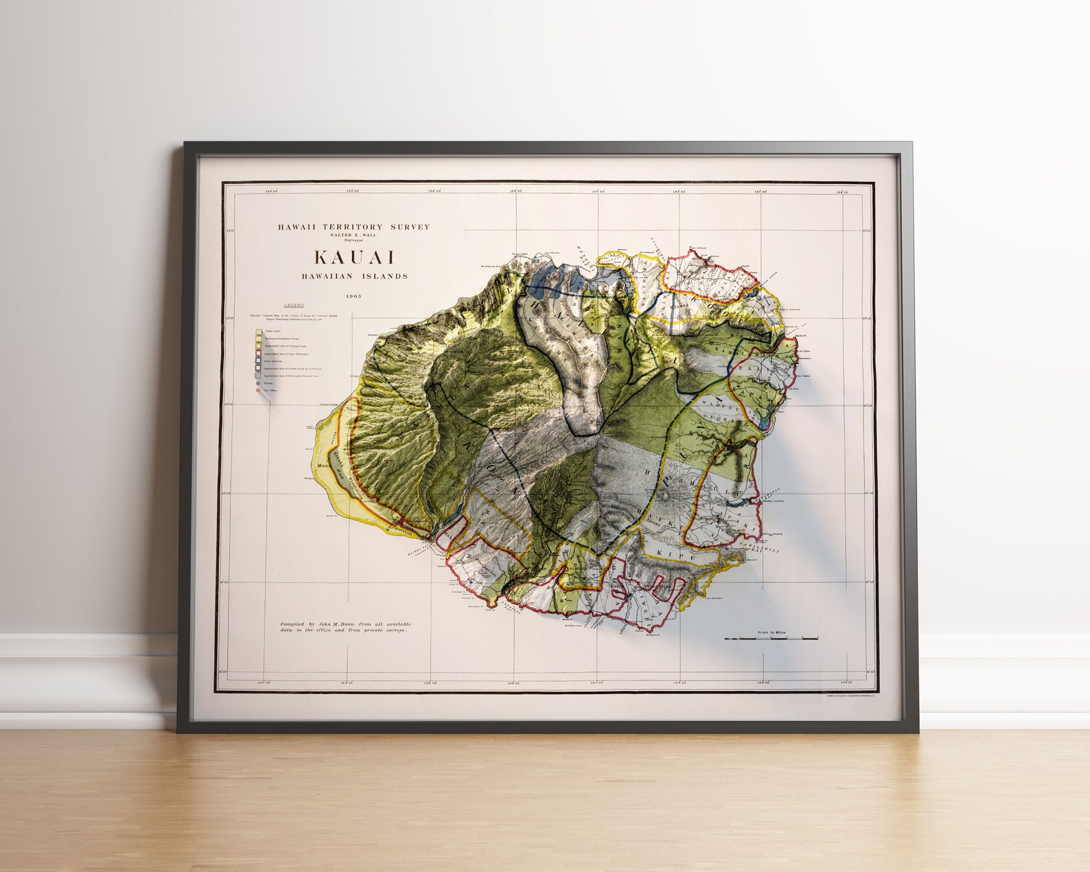 Hawaii Island of Kauai Topography Etsy
